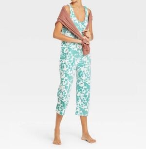 Colsie Turquoise Green White Tie Dye Loungee Jumper Jumpsuit Cozy
